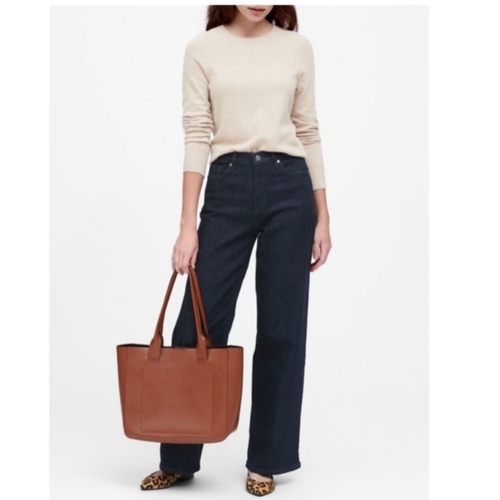 Elegant Brown Leather Tote Bag